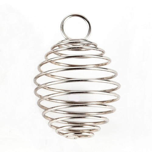 Stainless Steel 24mm Spiral Oval Cage Pendant